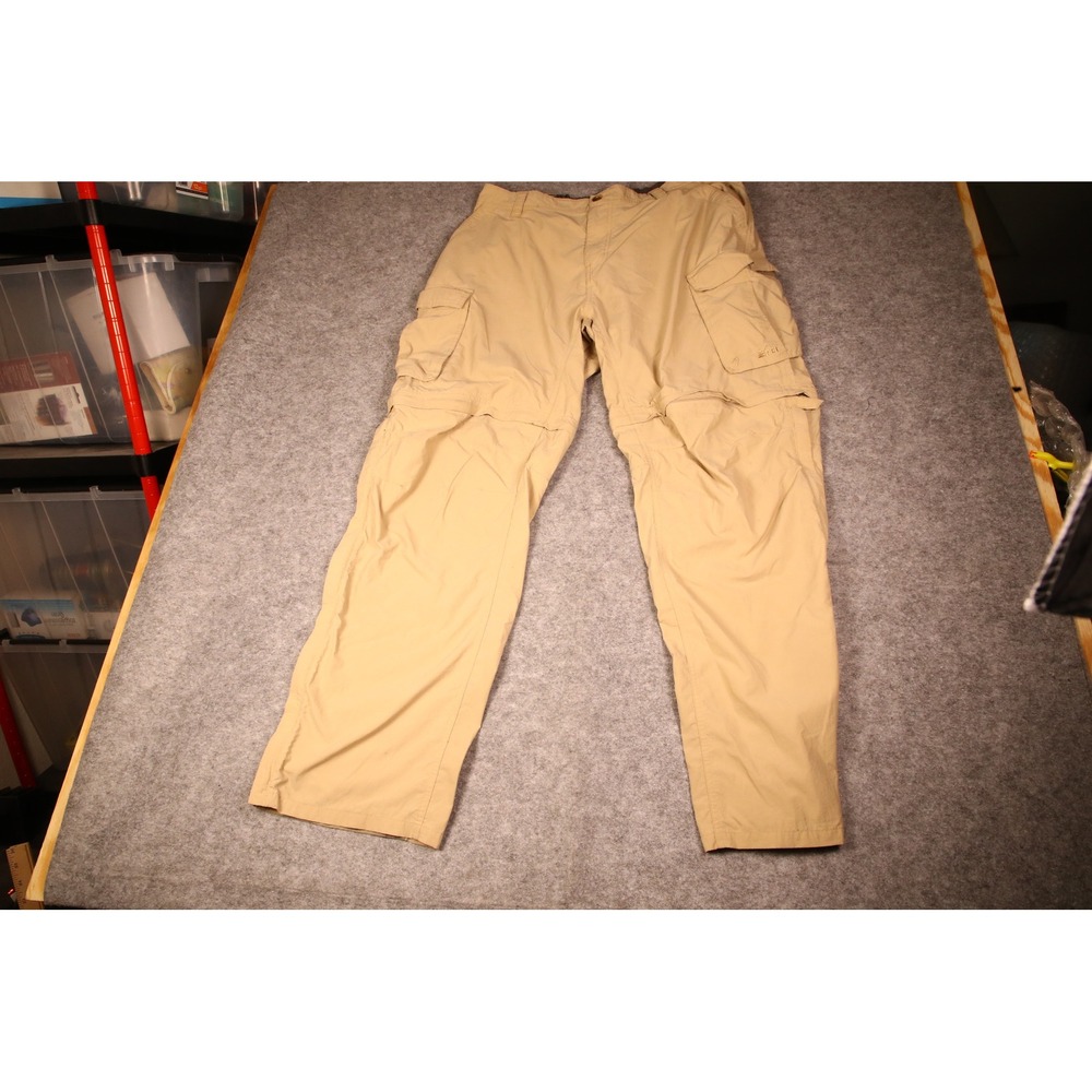 REI Sahara Convertible Hiking Cargo Pants Mens XL x 32L Tan Nylon Zip Off Shorts